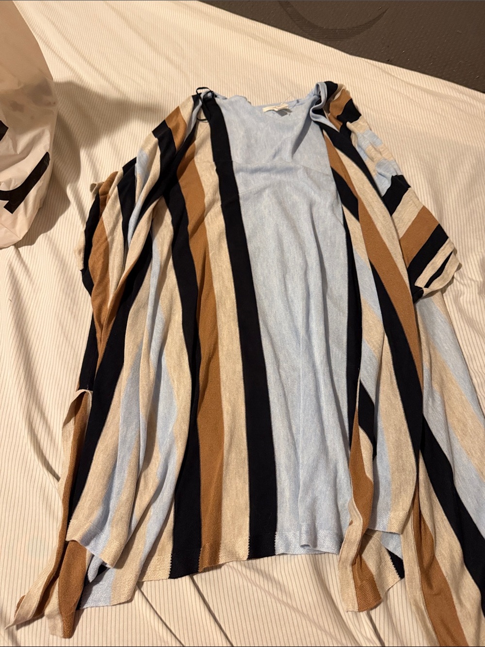 H&M Striped Open-Front Cardigan - Light Blue, Tan, Navy, Cream